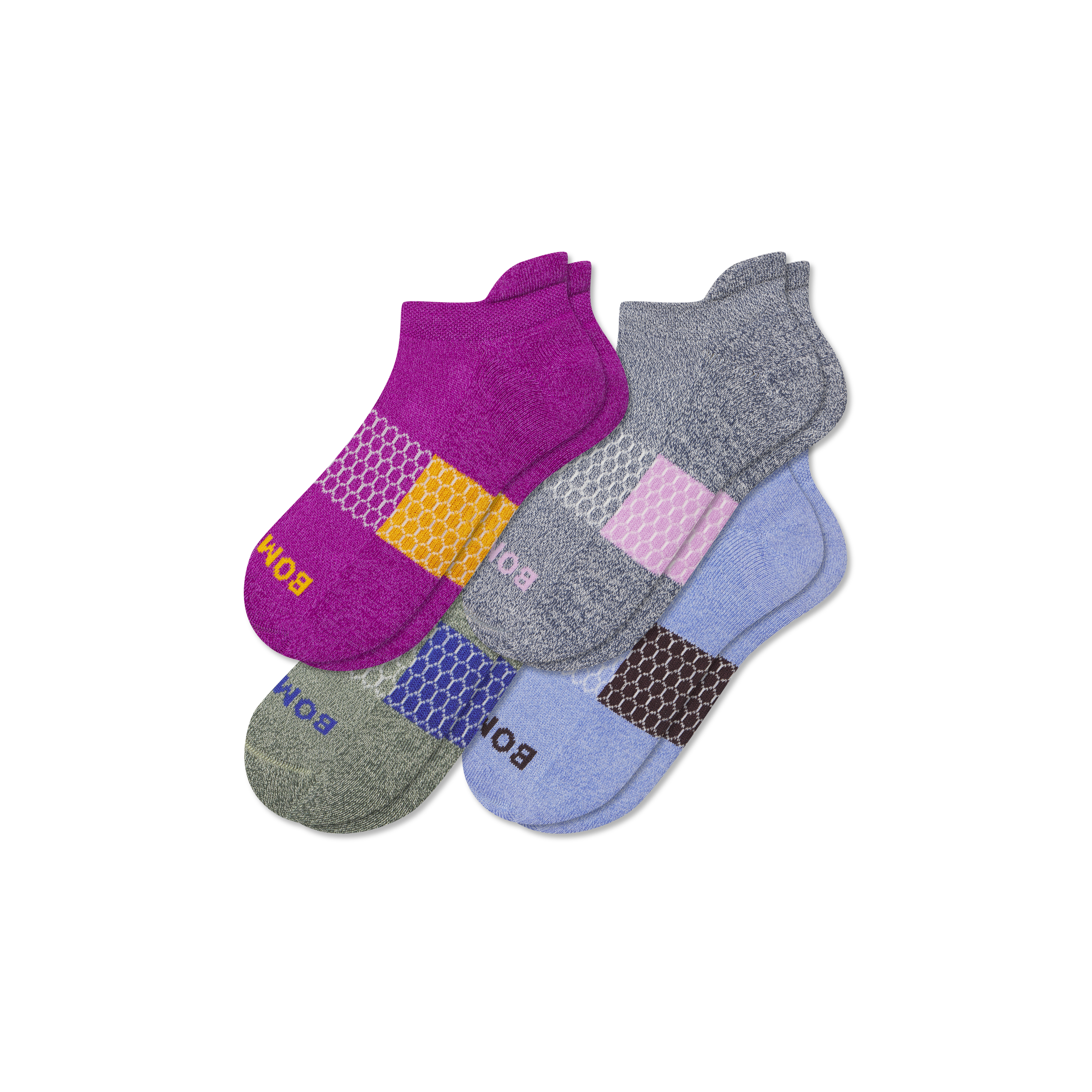 Bombas Marl Ankle Sock 4-pack In Sage Pink Mix
