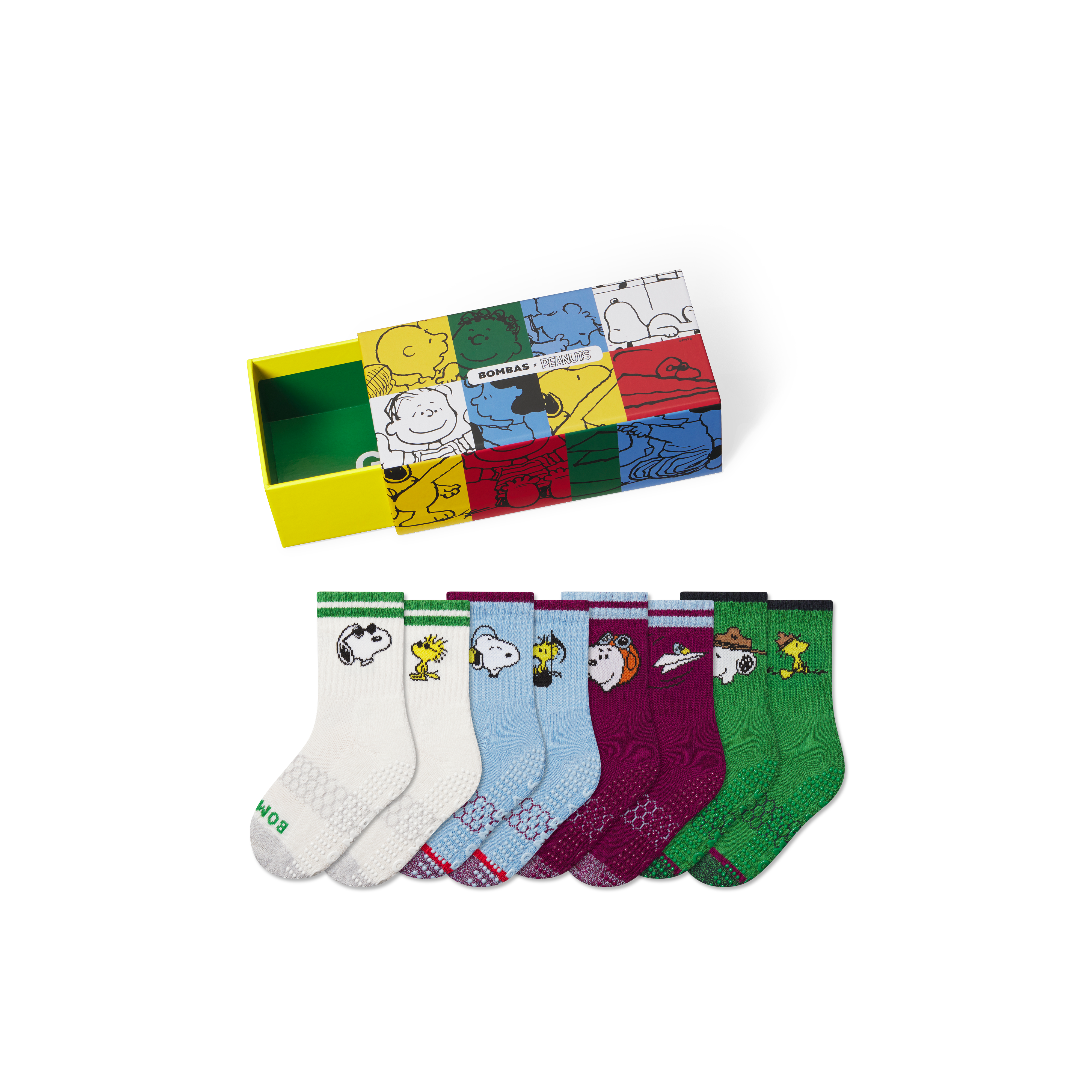 Peanuts x Bombas: Junior Gripper Calf Sock 4-Pack Gift Box 