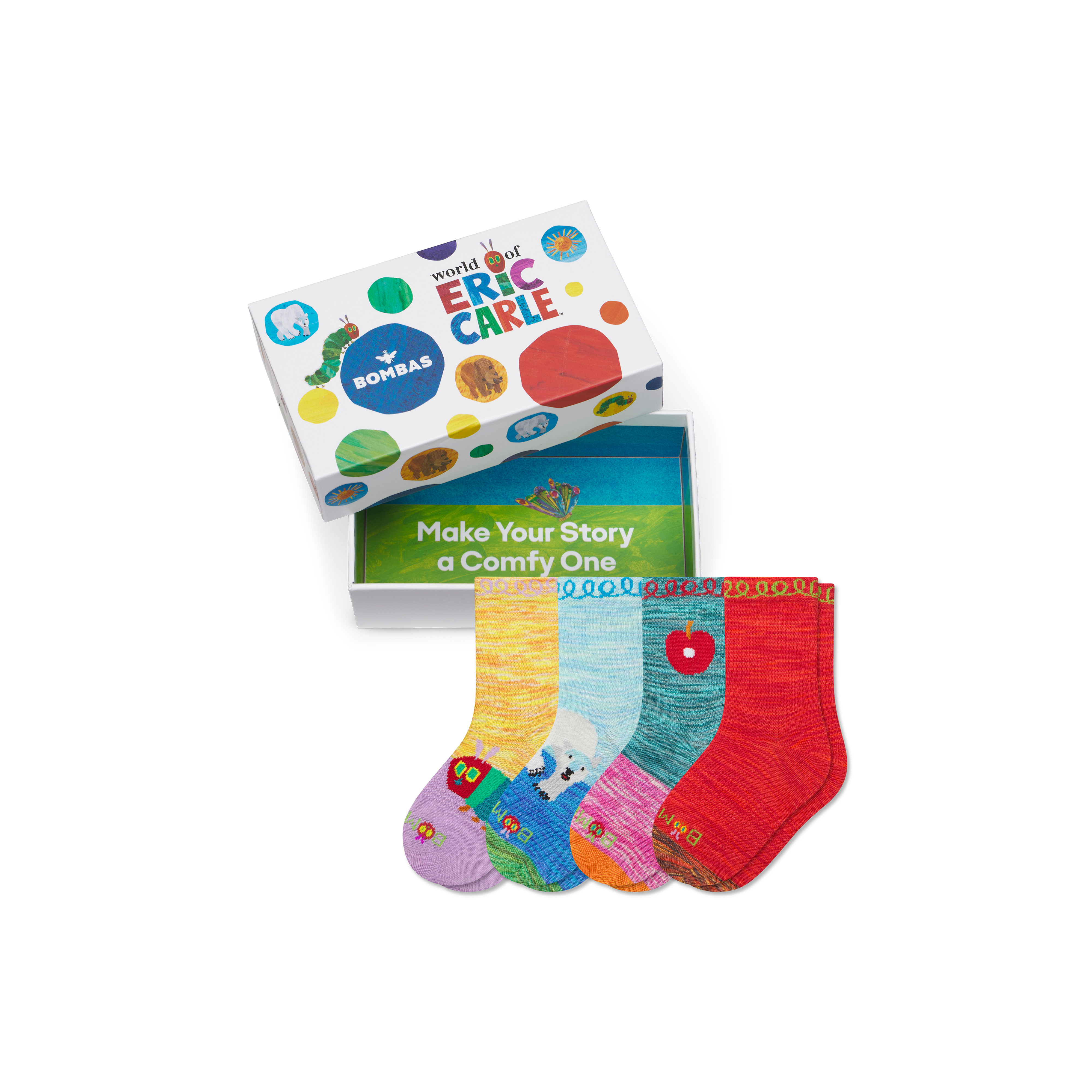 bombas Junior Eric Carle Lightweight Calf Sock 4-Pack Gift Box