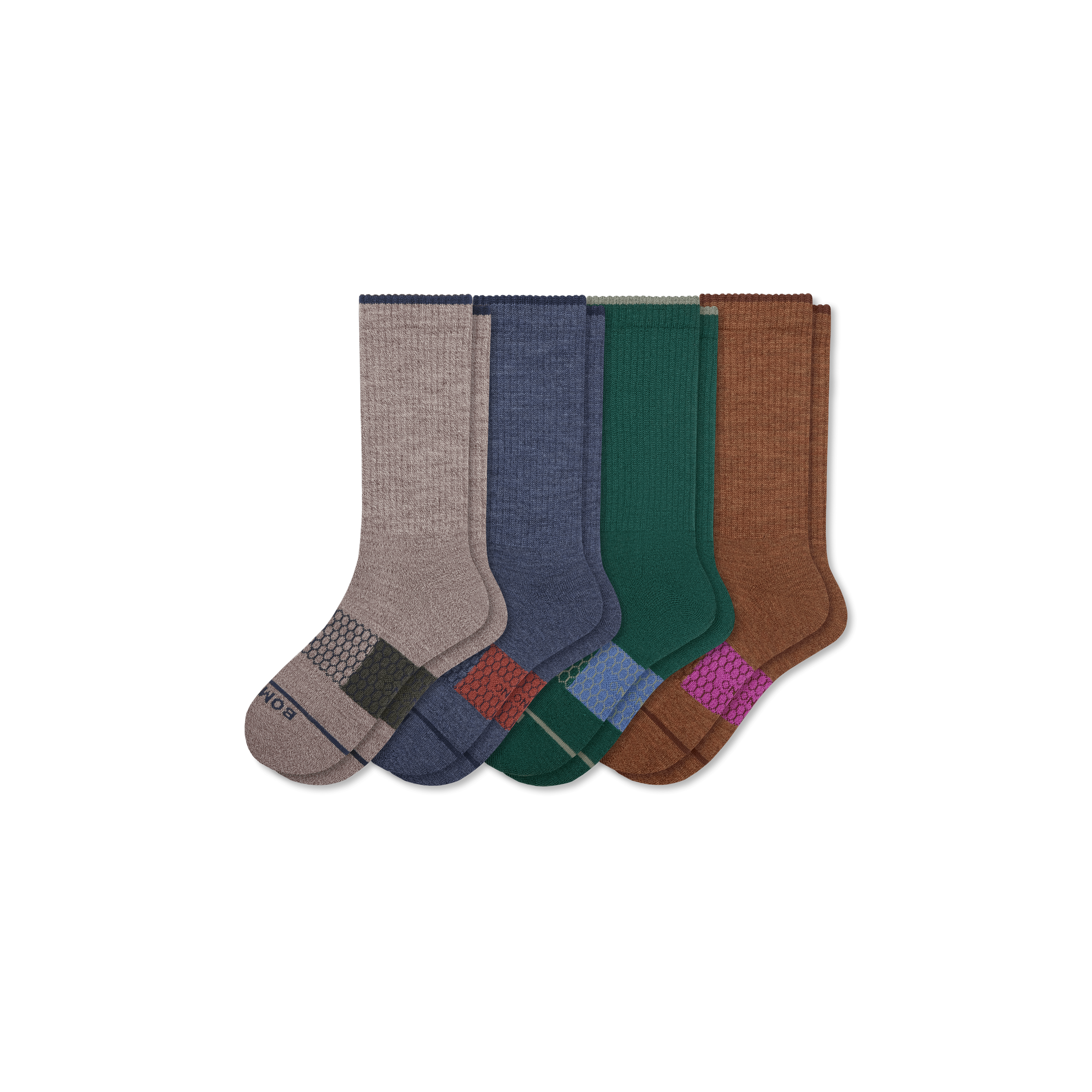 Bombas Merino Wool Blend Calf Sock 4-pack In Forest Navy Mix