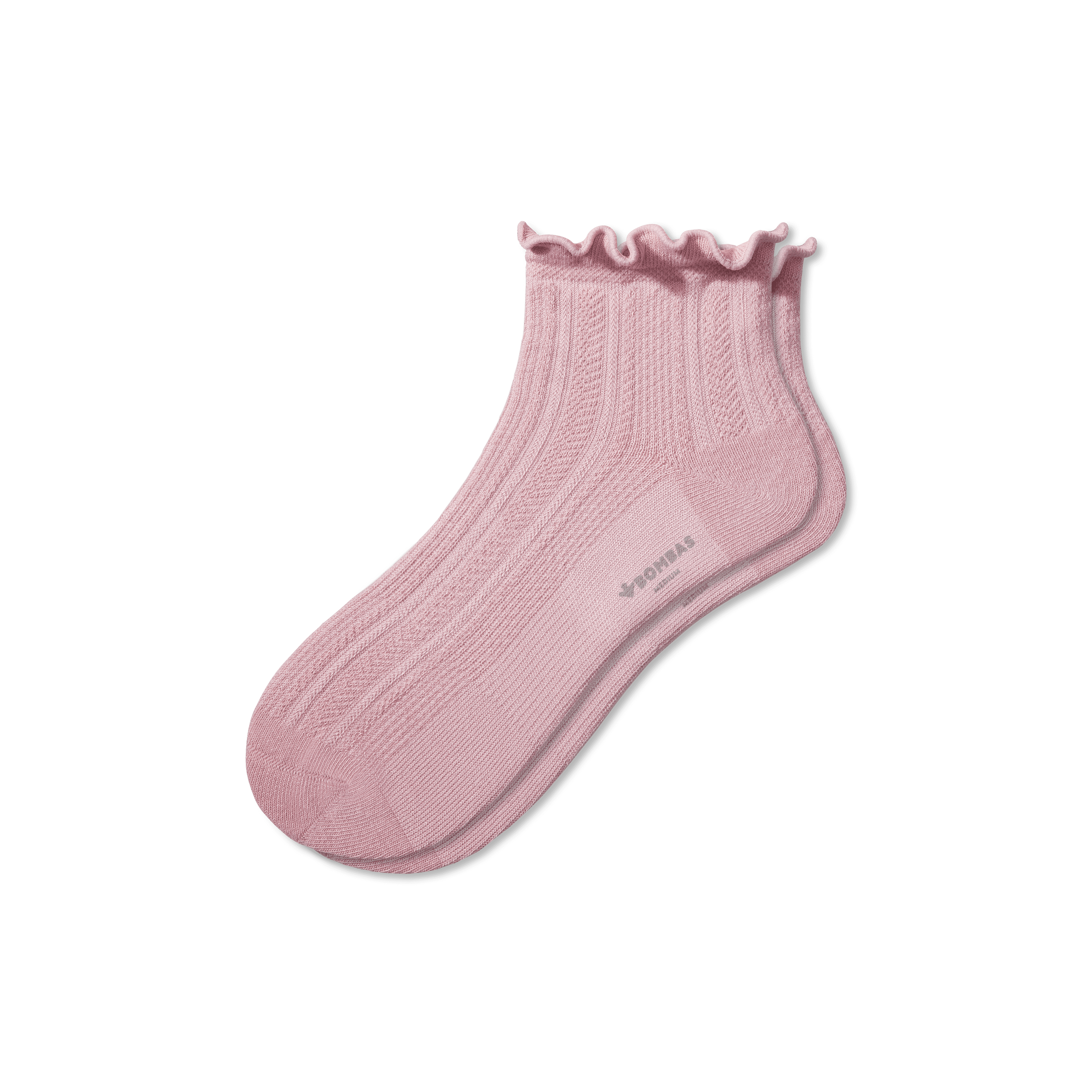 Bombas Pointelle Frill Quarter Socks In Spanish Rose