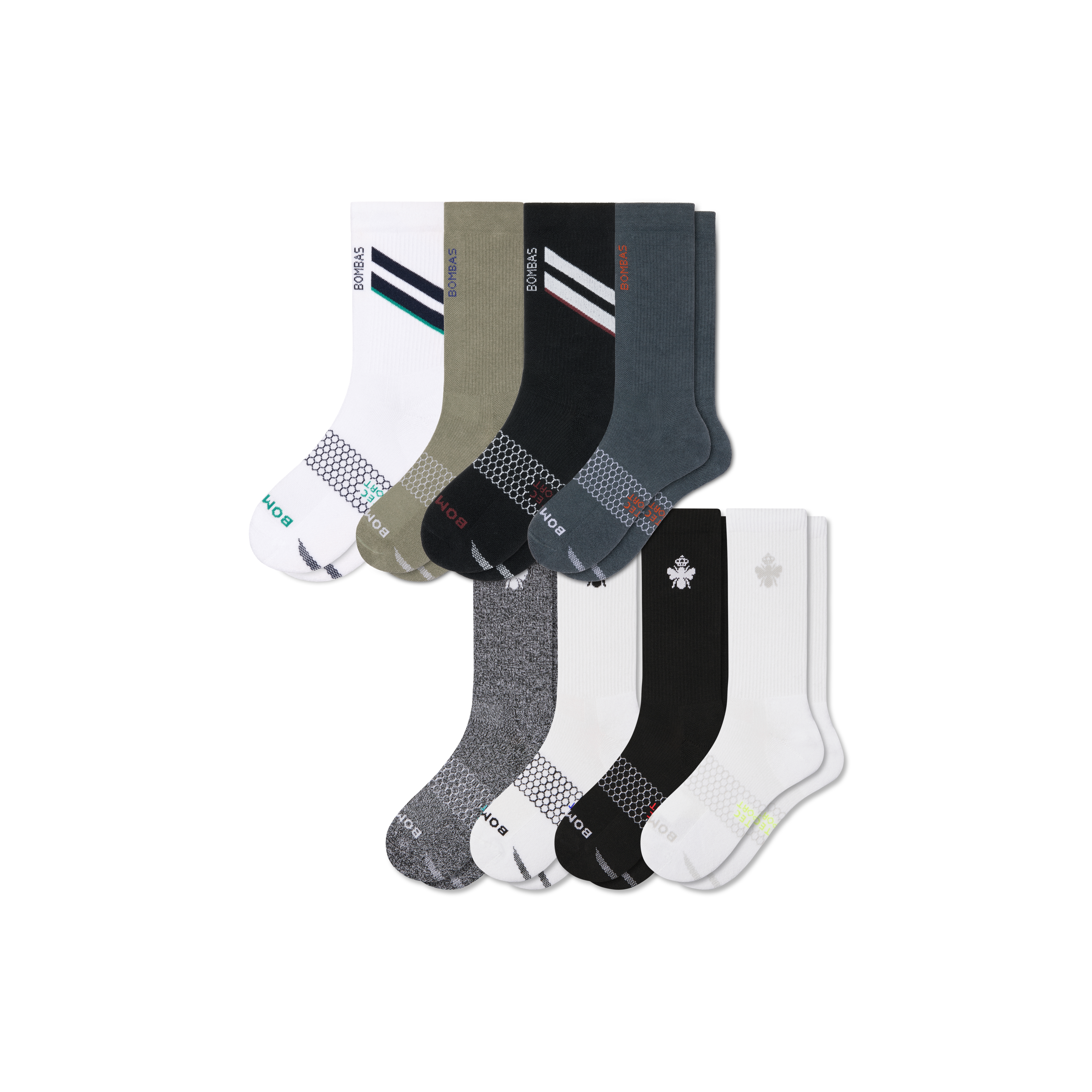 Bombas All Sport Calf Sock 8-pack In White