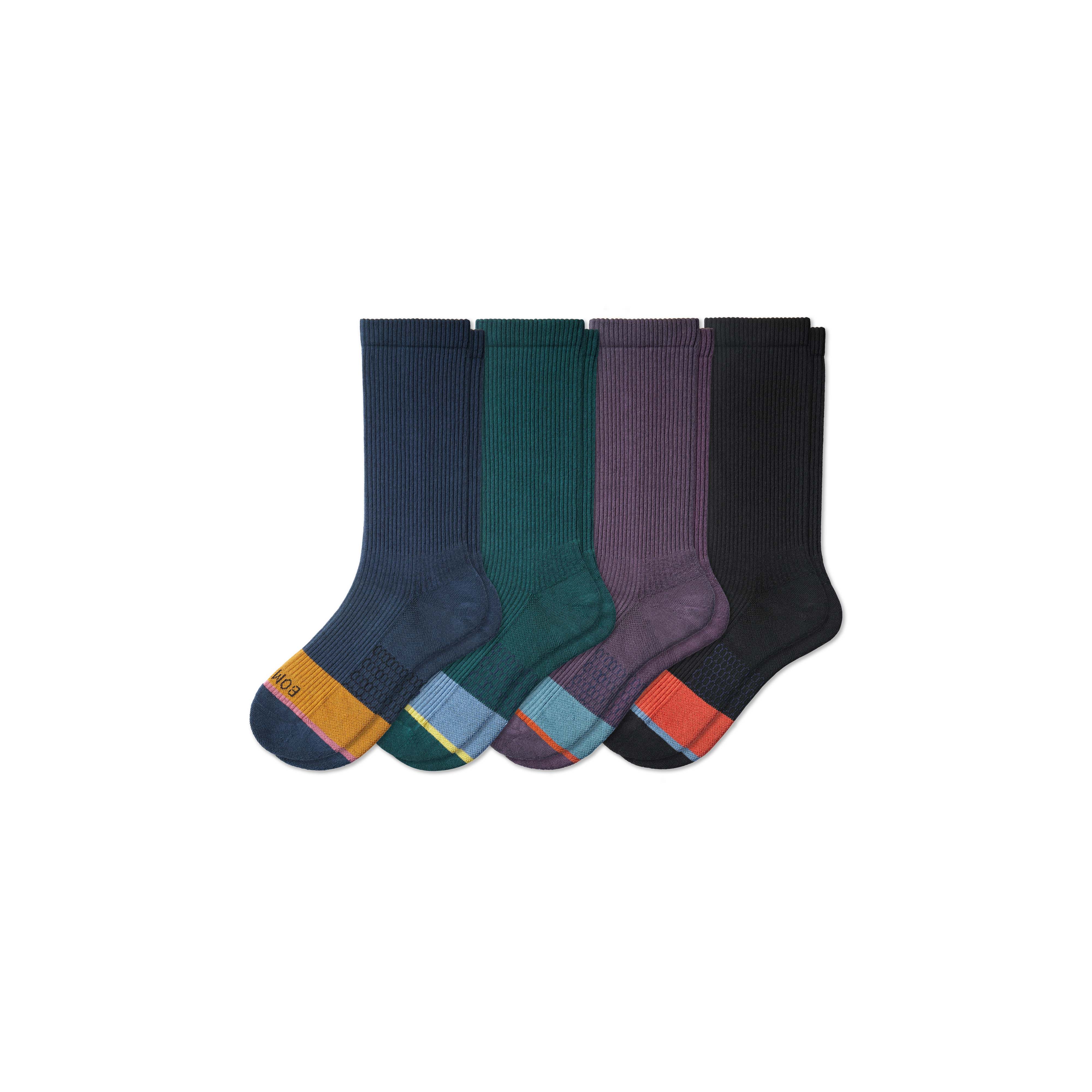 Bombas Hybrid Ribbed Calf Sock 4-pack In Black Navy Mix