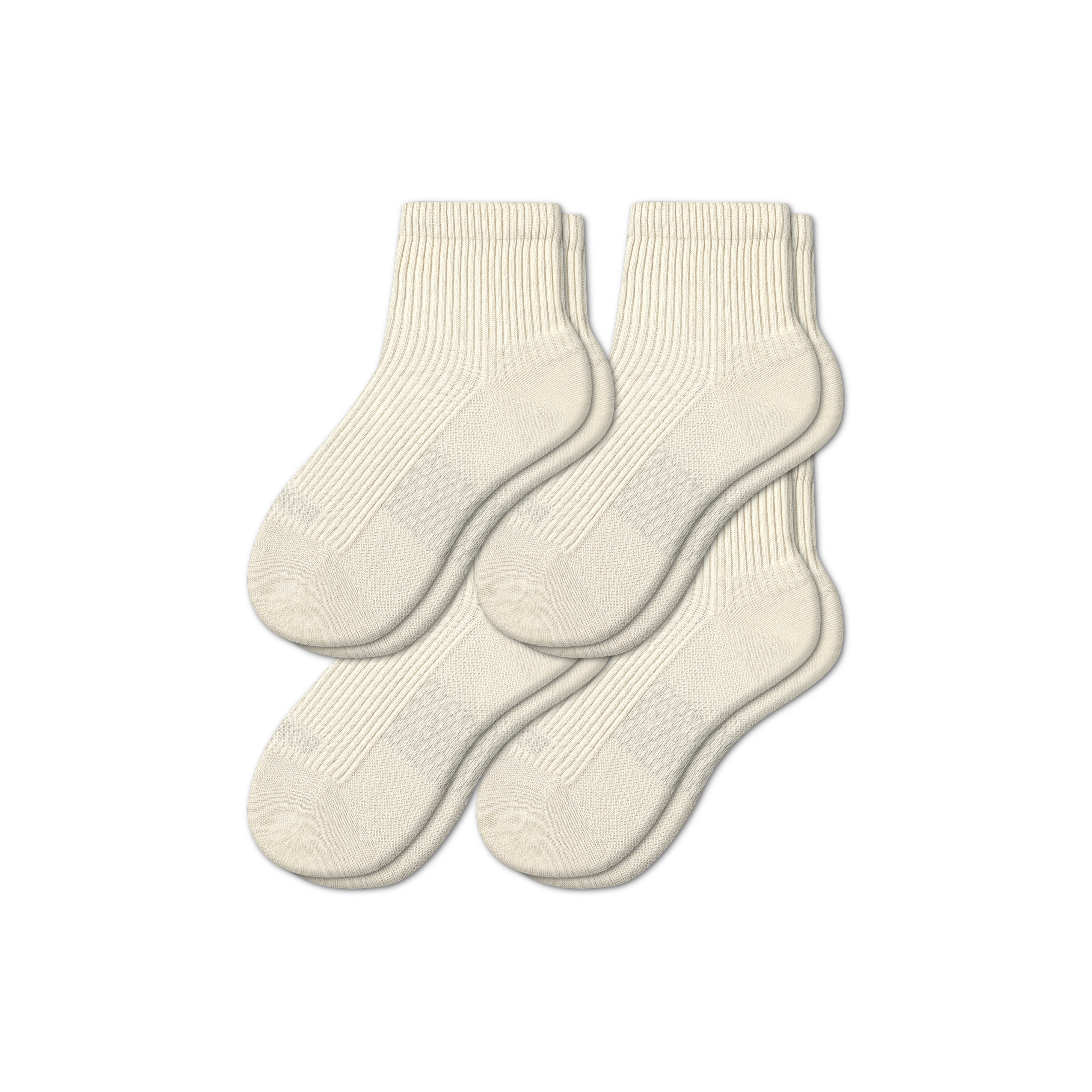 Bombas Hybrid Ribbed Quarter Sock 4-pack In Soft White