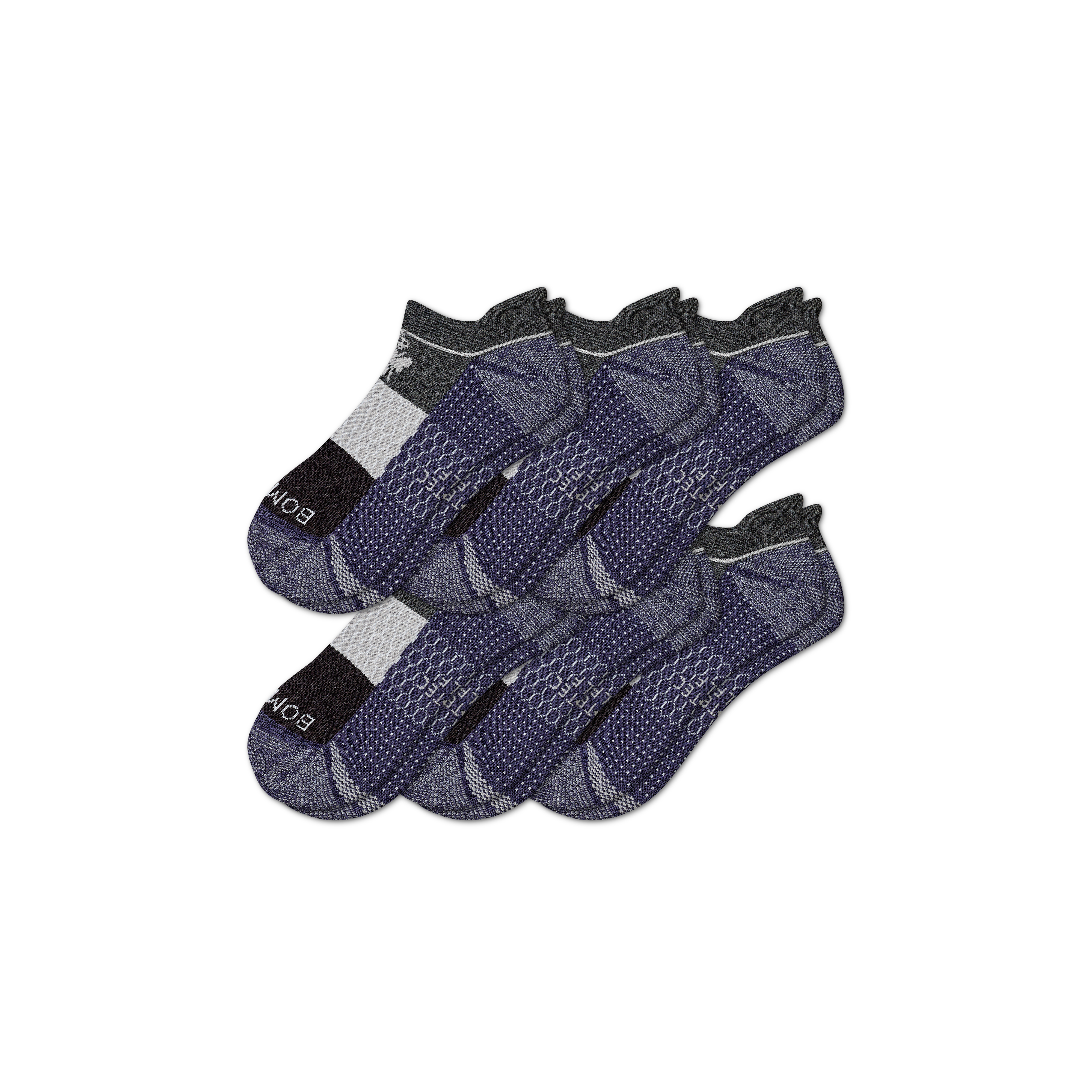 Bombas Golf Ankle Sock 6-pack In Grey Heather