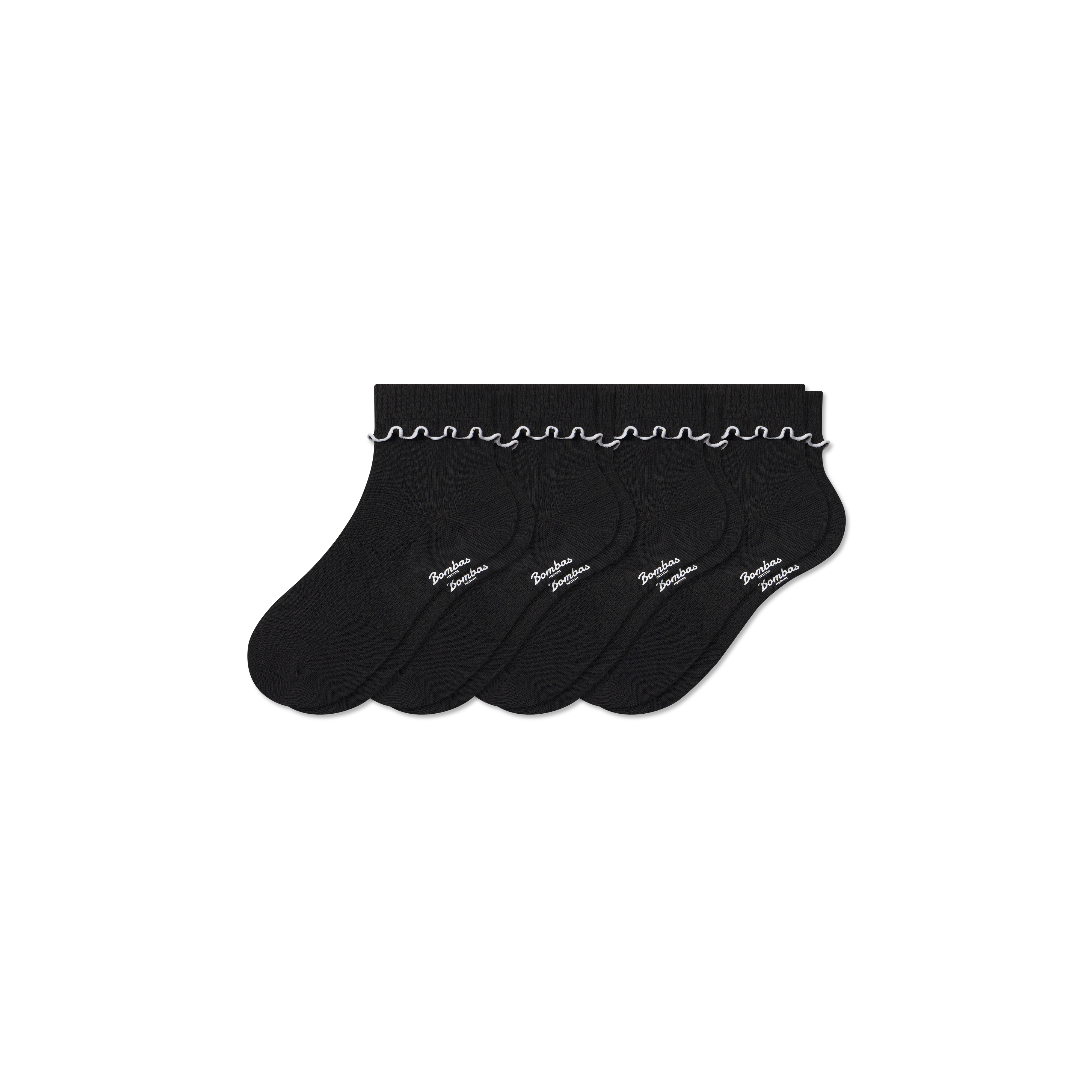 Bombas Ruffle Rib Half Calf Sock 4-pack In Black