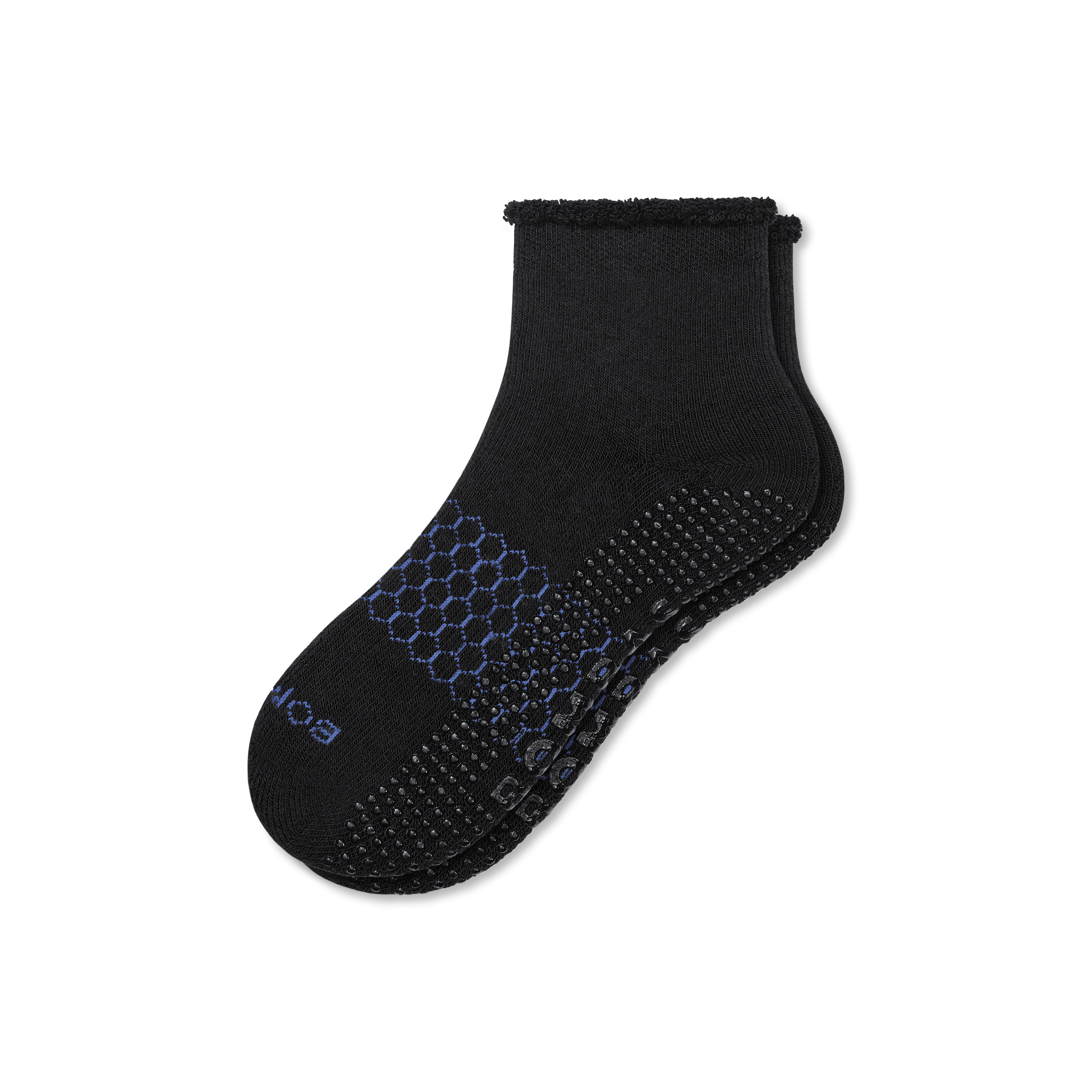 Bombas Merino Wool Blend Roll-top Gripper House Socks In Black