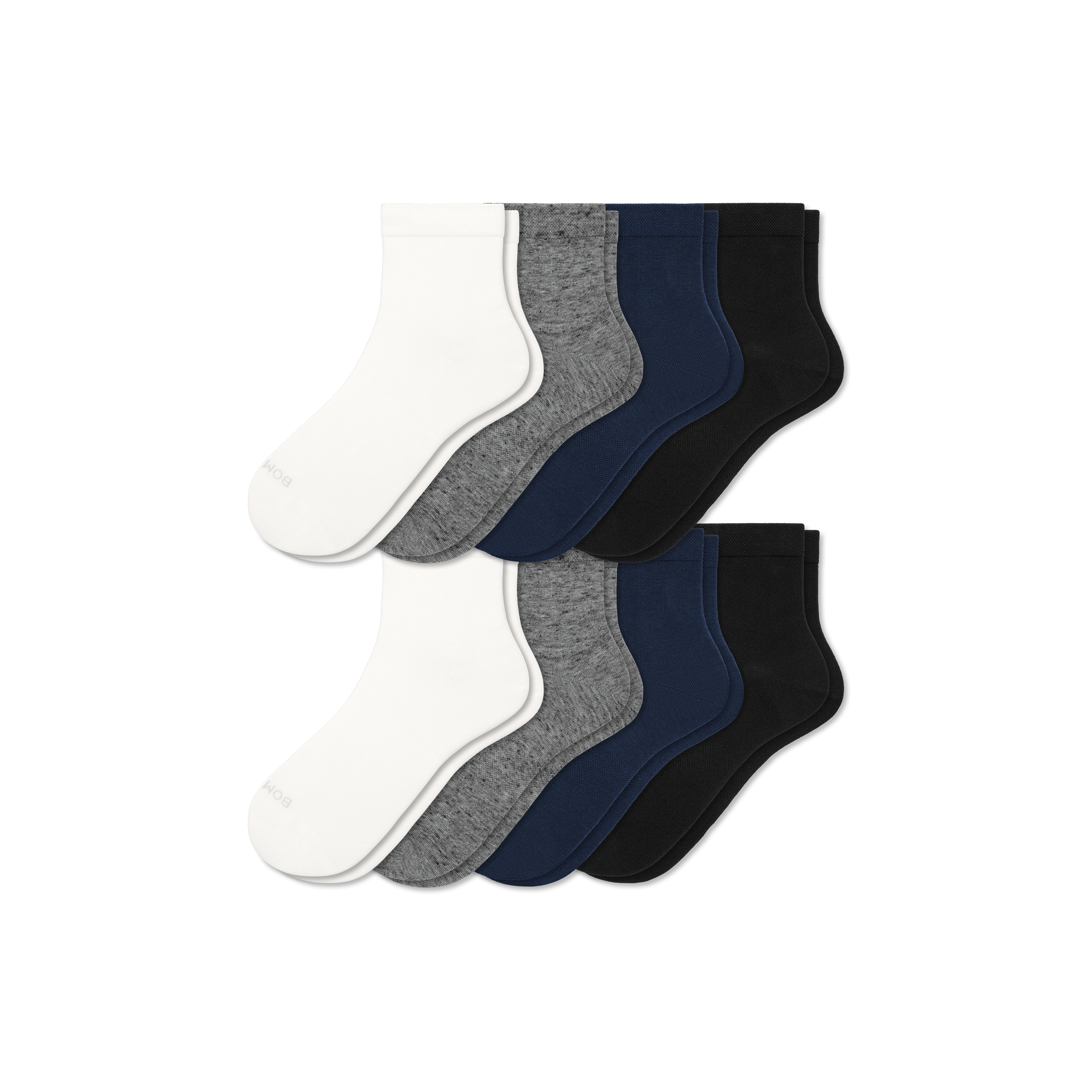 Bombas Lightweight Quarter Sock 8-pack In White Navy Mix
