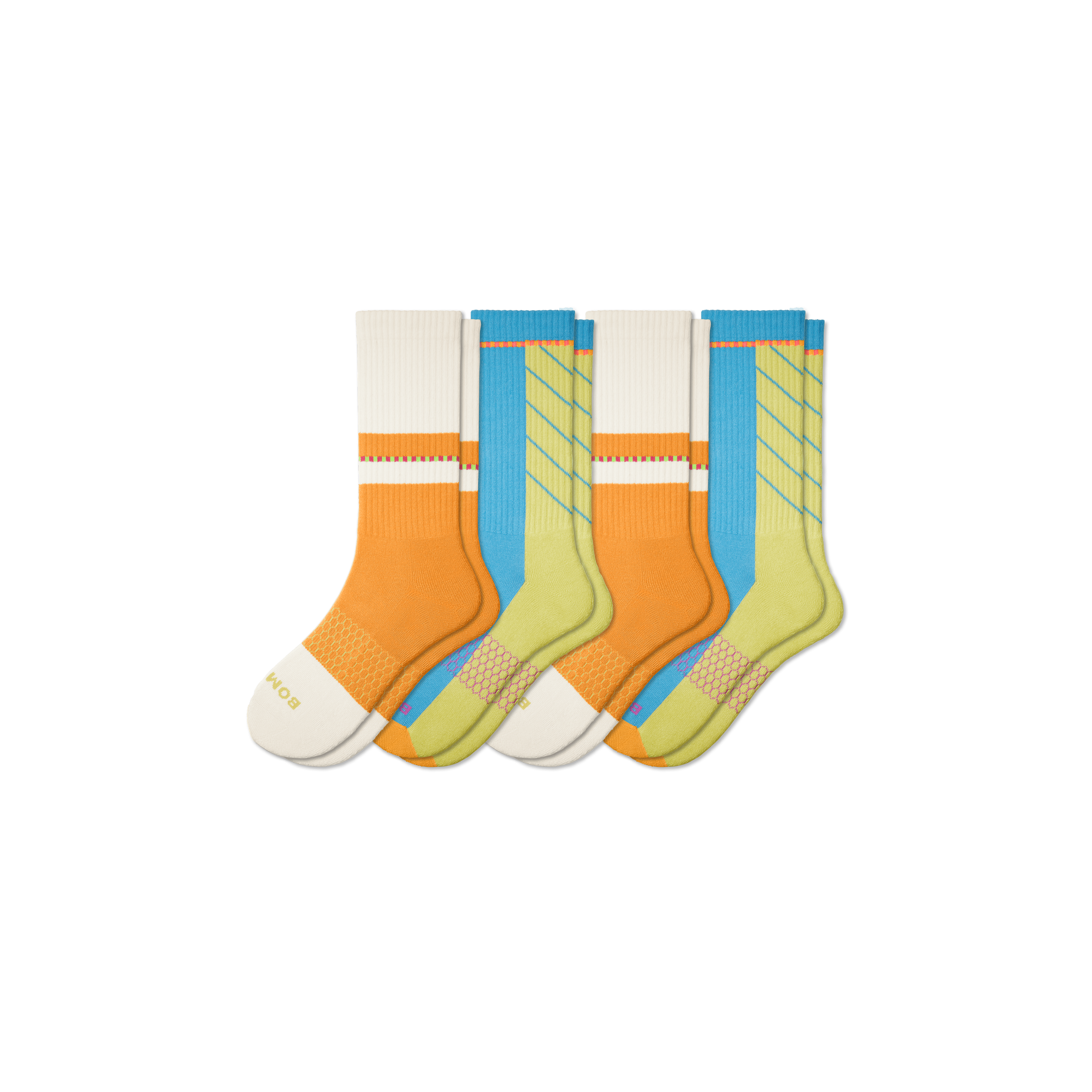 Shop Bombas Black Hive Collection Calf Sock 4-pack In Mango Tide Mix