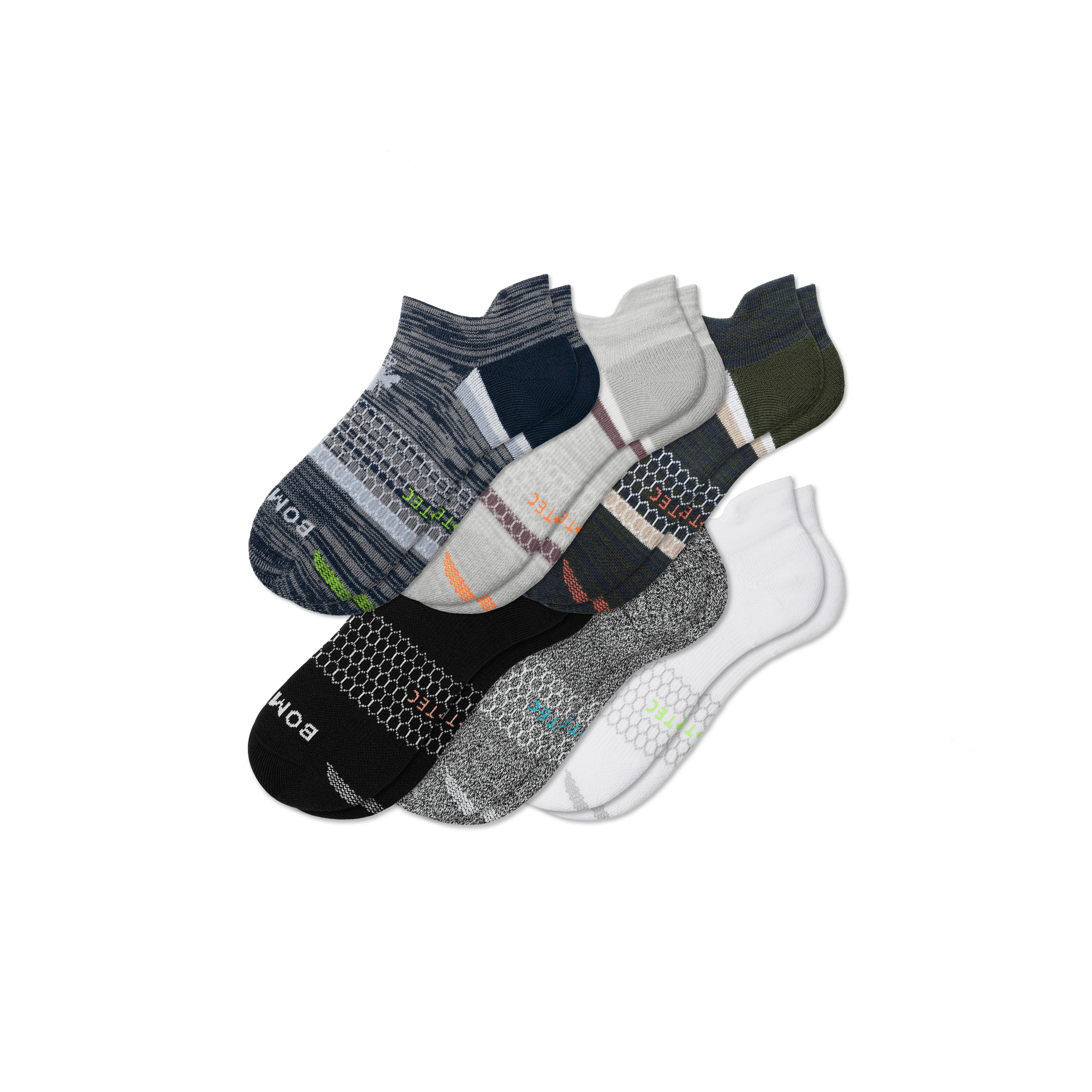 Bombas All-purpose Performance Ankle Sock 6-pack In Midnight Olive Mix