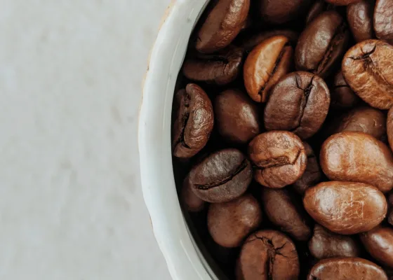 A bowl of coffee beans