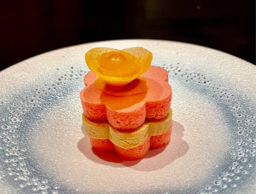 One of the creative dishes at restaurant Gaggan Anand in Bangkok