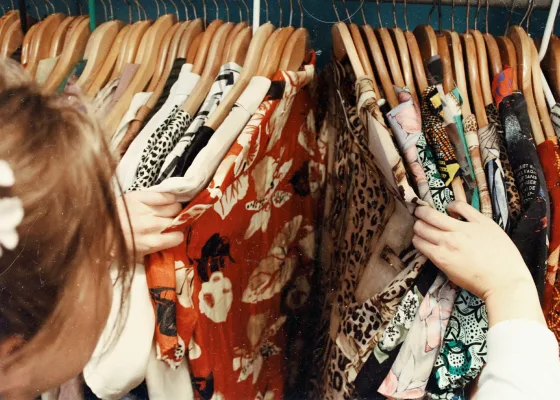 Vintage clothes in colorful patterns