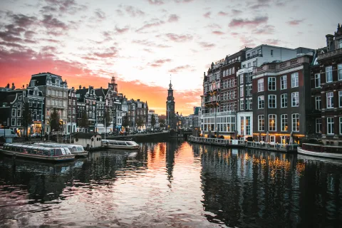 Characteristic house facades in Amsterdam