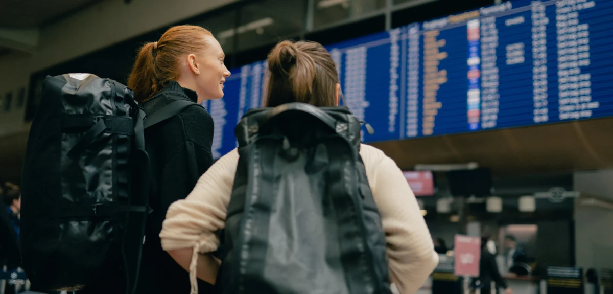 Klar for avreise med venner på flyplassen