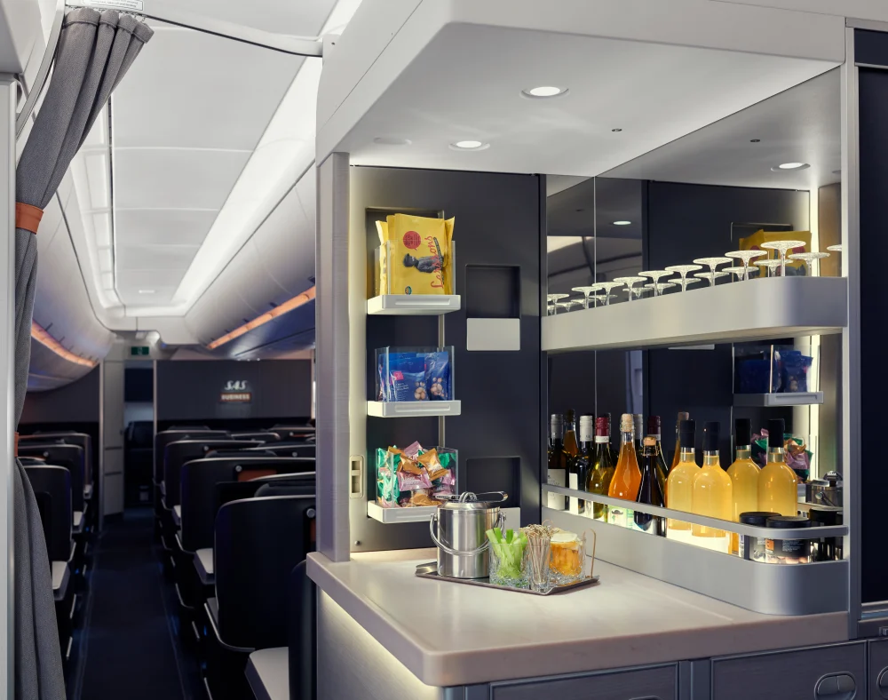 The self-service refreshment area for SAS Business travelers.