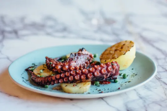 Grilled squid with lemon