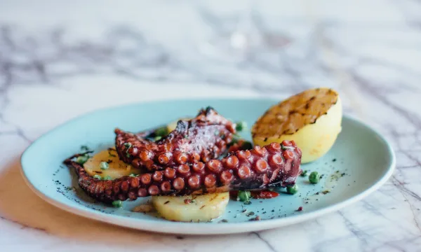 Grilled squid with lemon