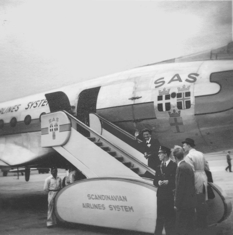 1. oktober 1946. SAS testtur med DC-4 til Rio klar til start fra Bromma.