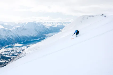 A skier in the Norwegian mountains