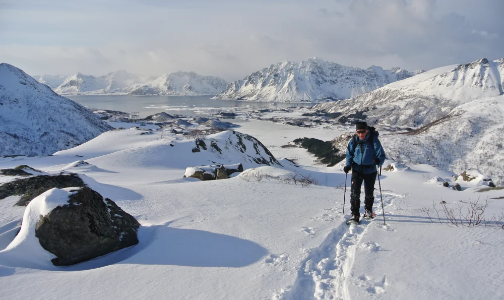 En längdskidåkare i Lofoten, Norge