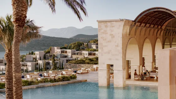 The pool at the luxury resort Blue Palace Elounda