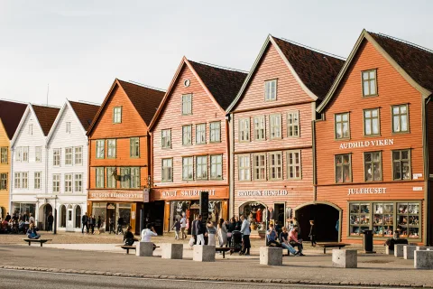 Pittoreska hus i Bergen