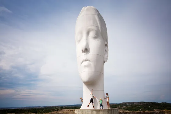 The over 40-foot high sculpture Anna by Jaume Plensa in Pilane