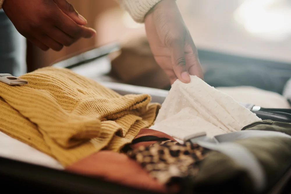 Clothes folded in a suitcase