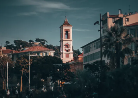 The bell tower of Nice Cathedral