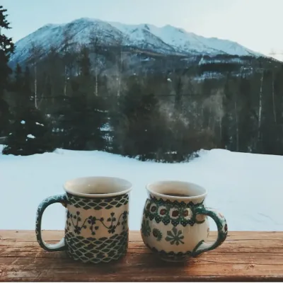 Hot chocolate in the snow