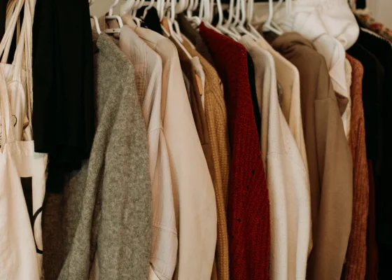 Sweaters in different colors and materials
