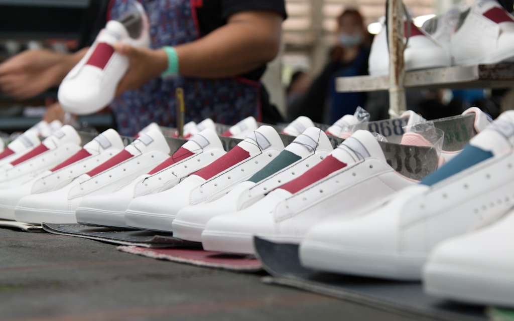 Shoes in factory – quality control for manufacturing shoes