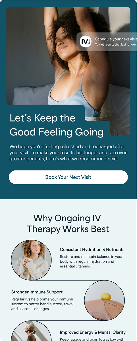 IV Drips – Ongoing Care Follow-Up Email