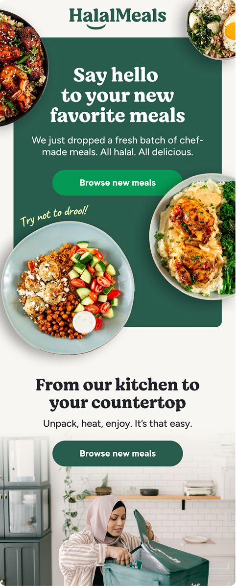 HalalMeals – Welcome / Favorite Meals Email