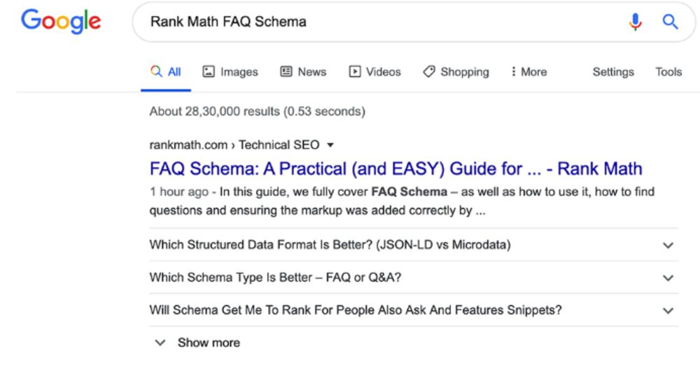 Schema markup