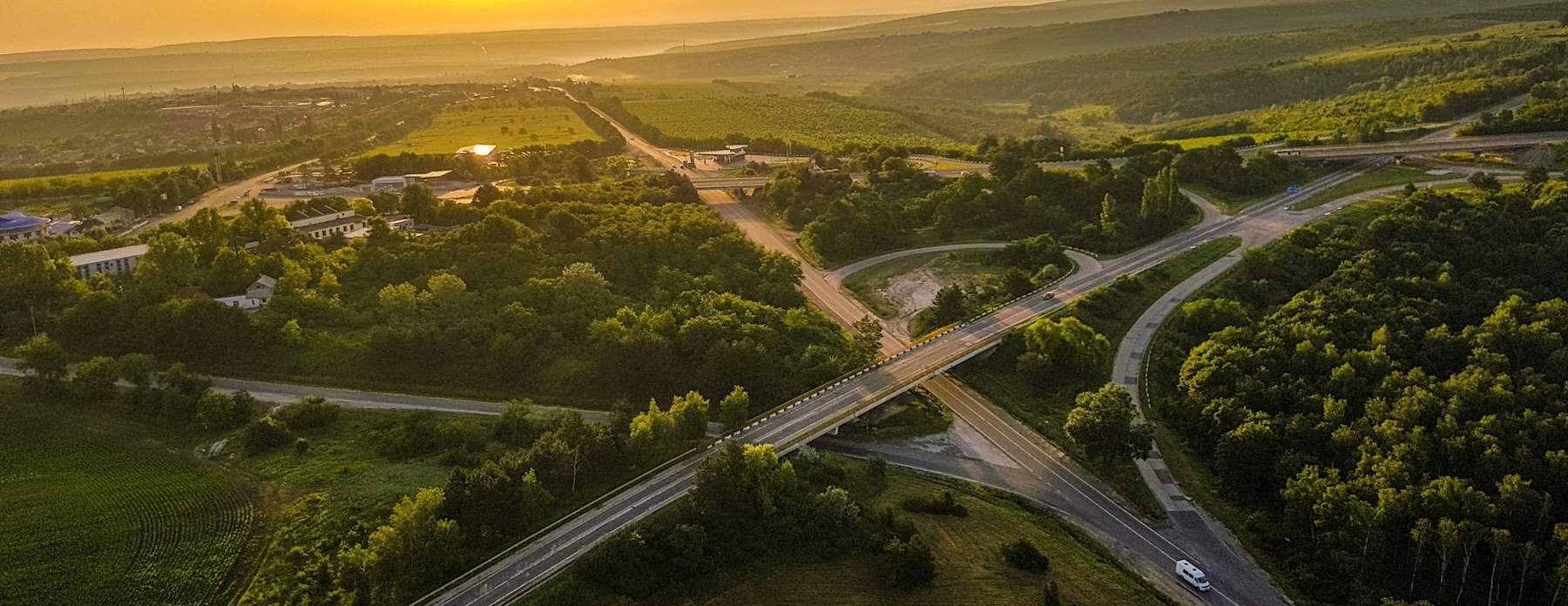 Intersection in the sunrise