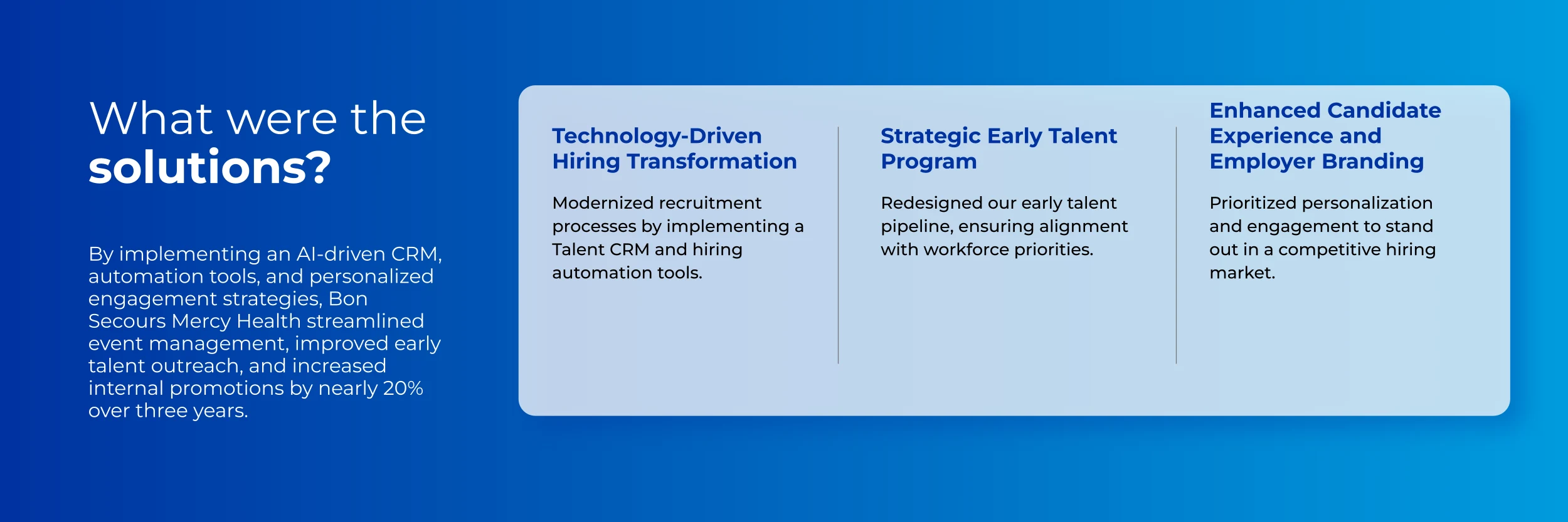 Solution used by Bon Secours Mercy Health to Transform Talent Strategy