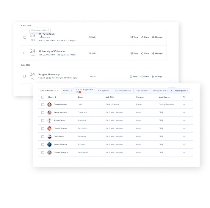 Two screengrabs of event builder interfaces built to streamline event management within the Phenom platform