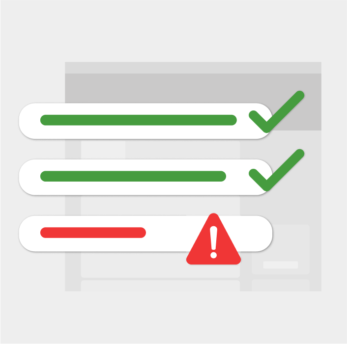 Custom image with two green check marks and one red error symbol to showcase digital accessibility functions