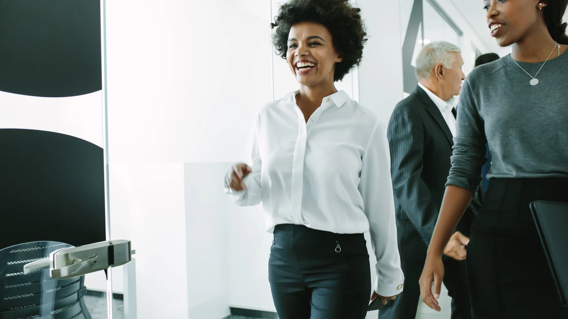 Woman Walking, Smiling
