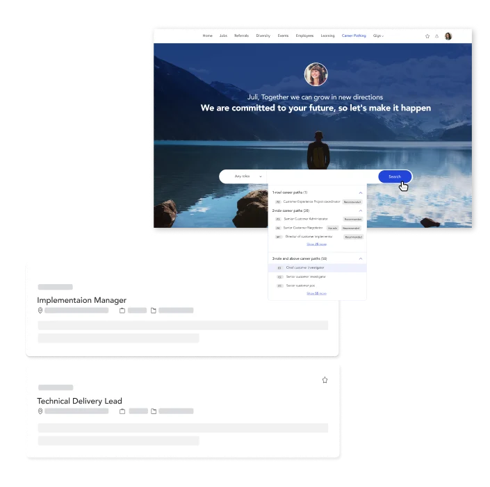 Example of an employee portal within Phenom's employee experience platform on a transparent background