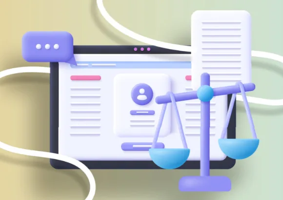 Illustration of digital interface with legal balance