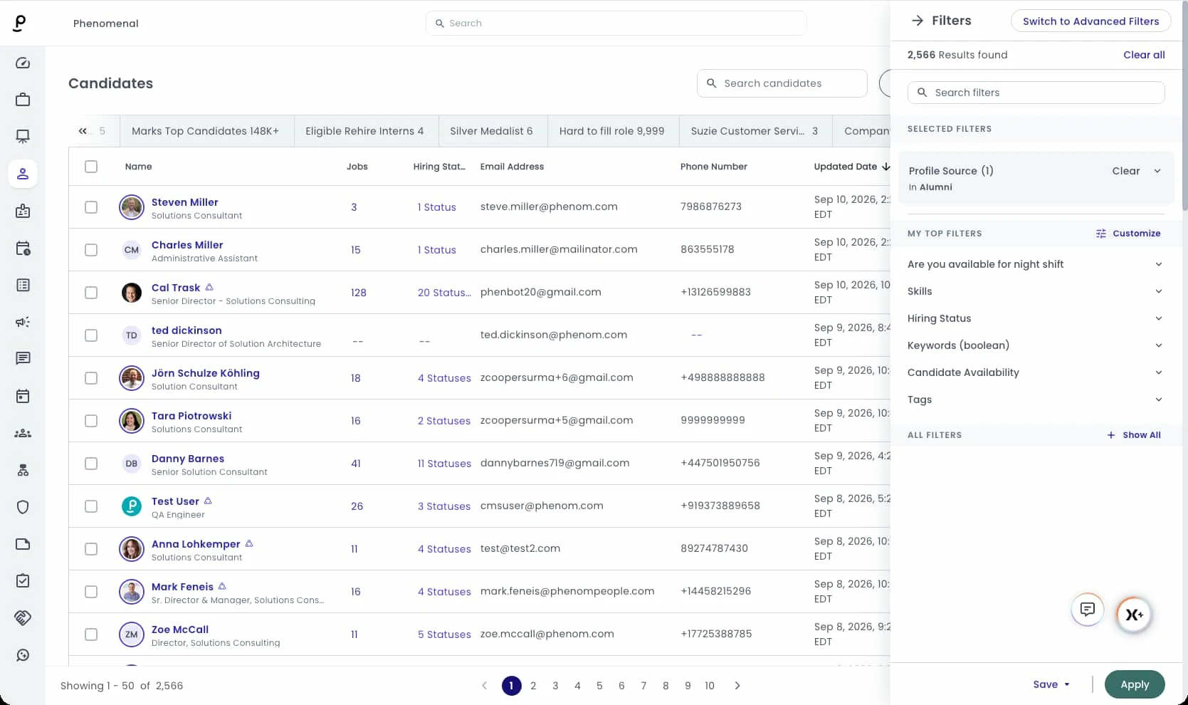 alumni CRM filter
