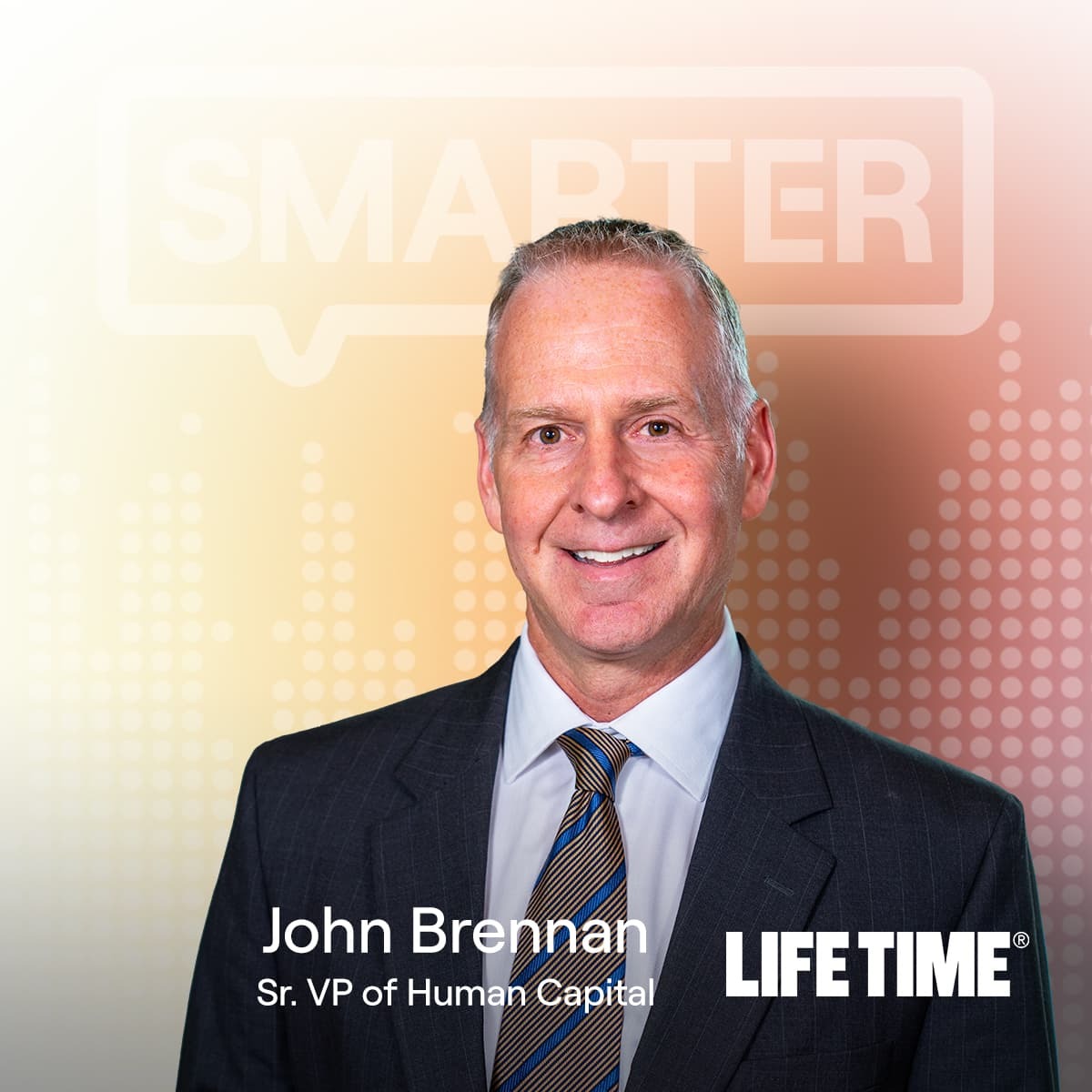 "Smarter" logo and image of Phenom CHRO Jess Elmquist and Life Time's VP of Human Capital John Brennan