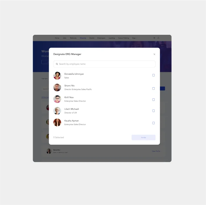 Screengrab of employee resource group management capabilities delivered through Phenom's employee experience software