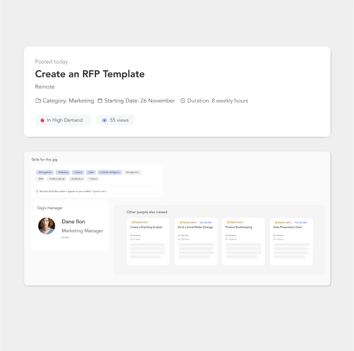 Screengrab of employee upskilling and reskilling features within Phenom's employee experience platform