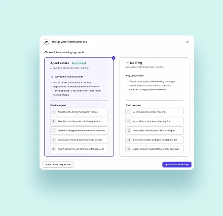 Phenom X+ Intake Agent automating requisition setup by gathering role requirements, aligning hiring teams, and speeding up recruiter workflows