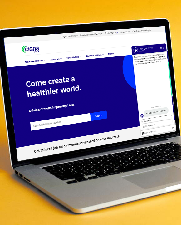 Cigna Group Career Site on open laptop