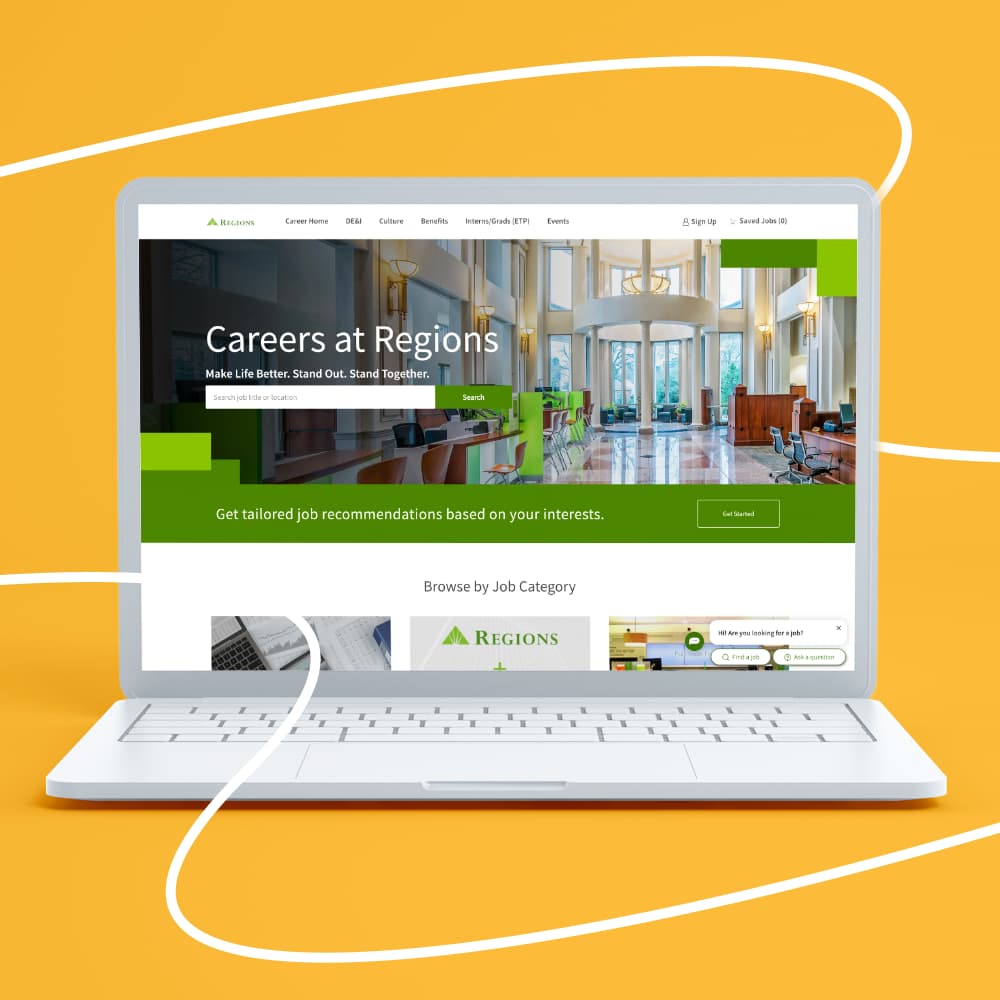 Regions Bank career site on a laptop and mobile device